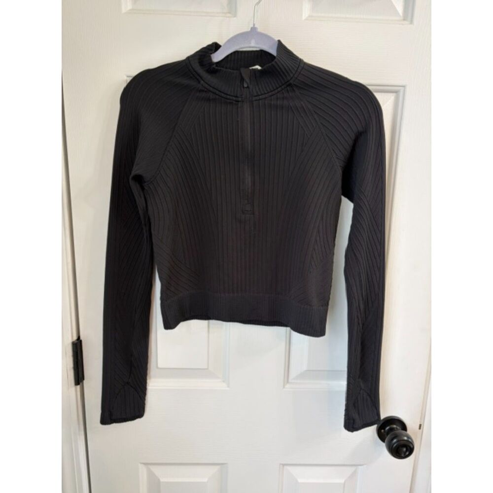 Lululemon Black Rest Less Cropped Half Zip Jacket Size 2